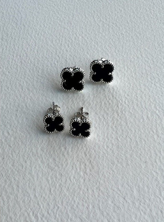 Black & Silver Earrings | Clover