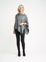 Cashmere Poncho - Medium Grey - Cashmere - Queen & Grace