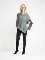 Cashmere Poncho - Medium Grey - Cashmere - Queen & Grace