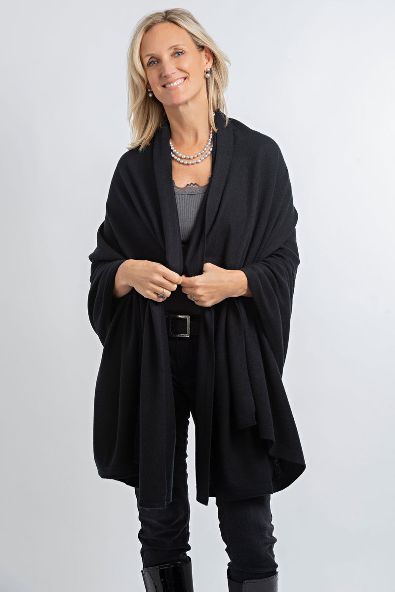 Cashmere Blanket Travel Wrap Black