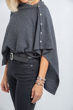 Cashmere Poncho Charcoal Grey | Flannel