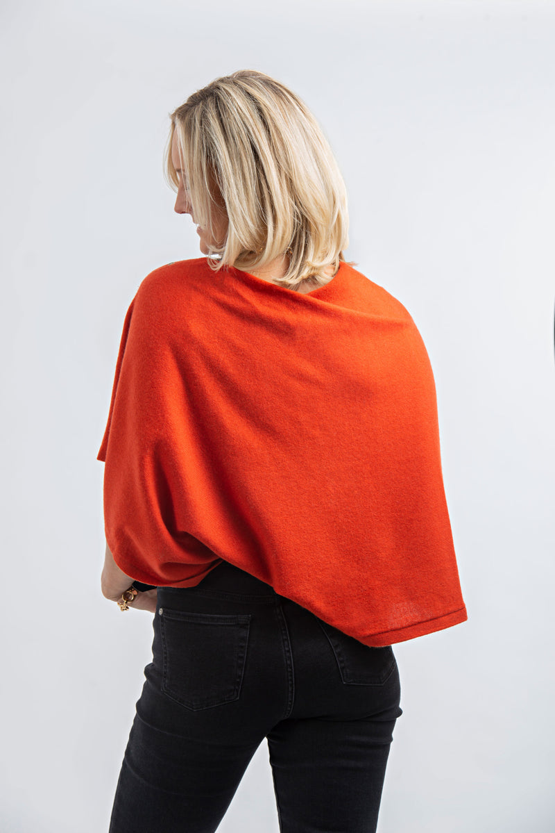 Cashmere Poncho Burnt Orange | Kilim