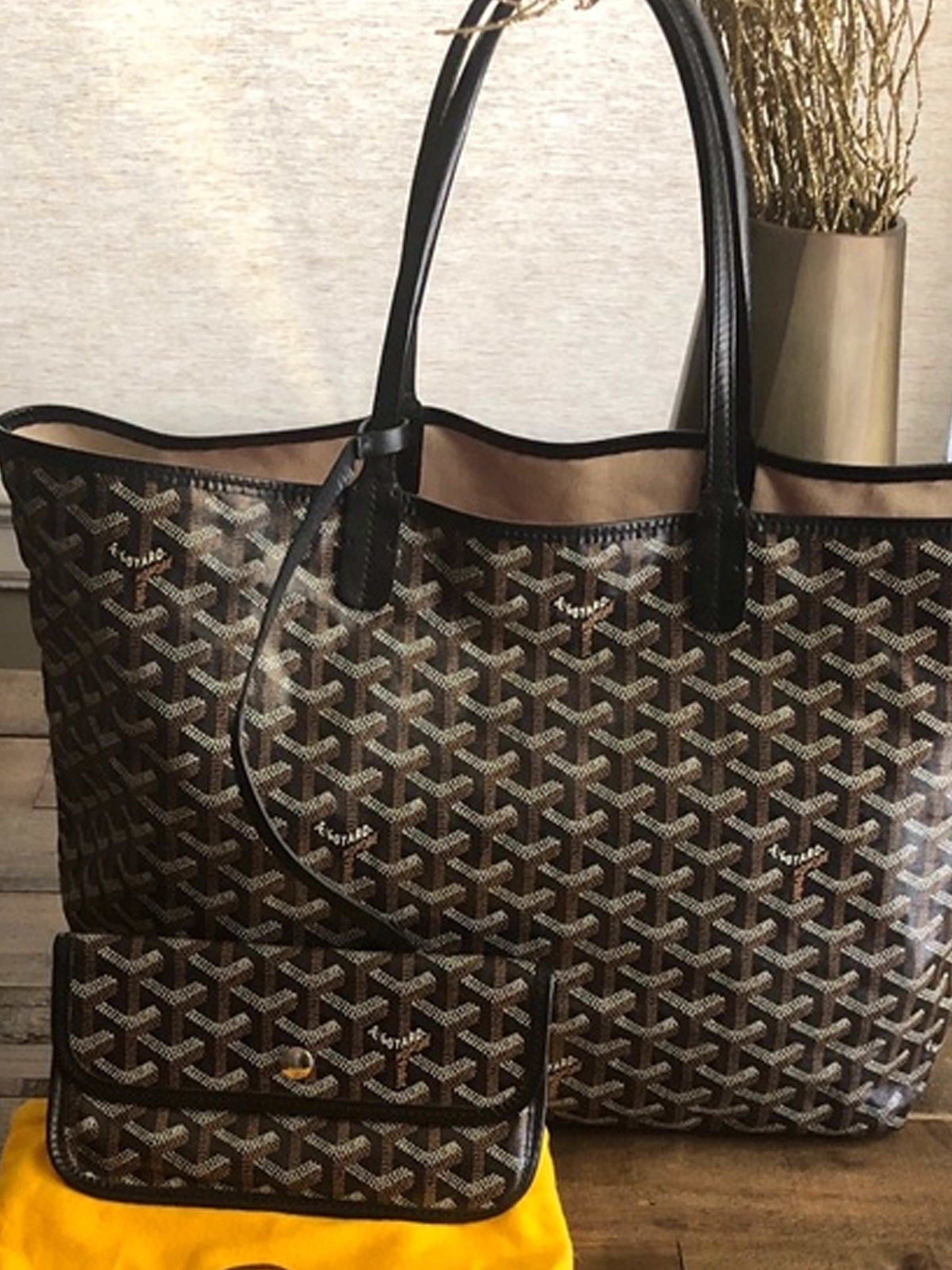 st louis tote black leather