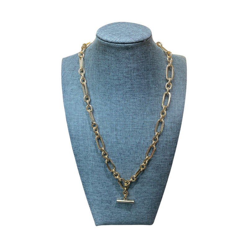 Gold T Bar Necklace On Plated Gold