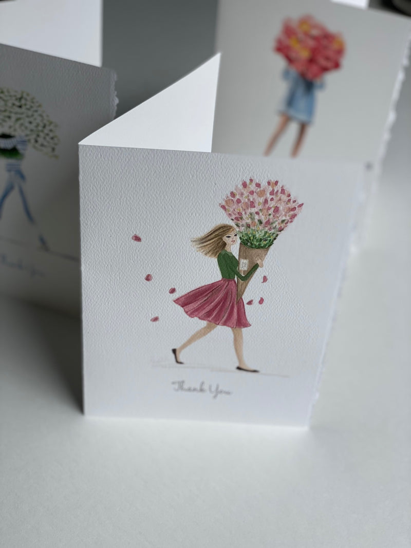Boxed Thank You Cards - Pink Skirt Flowers
