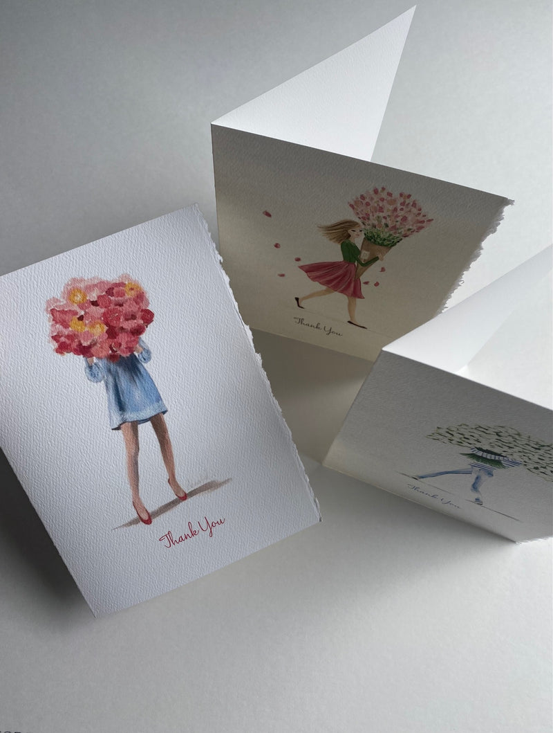 Boxed Thank You Cards - Blue Dress Flowers