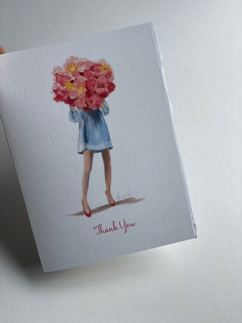 Boxed Thank You Cards - Blue Dress Flowers