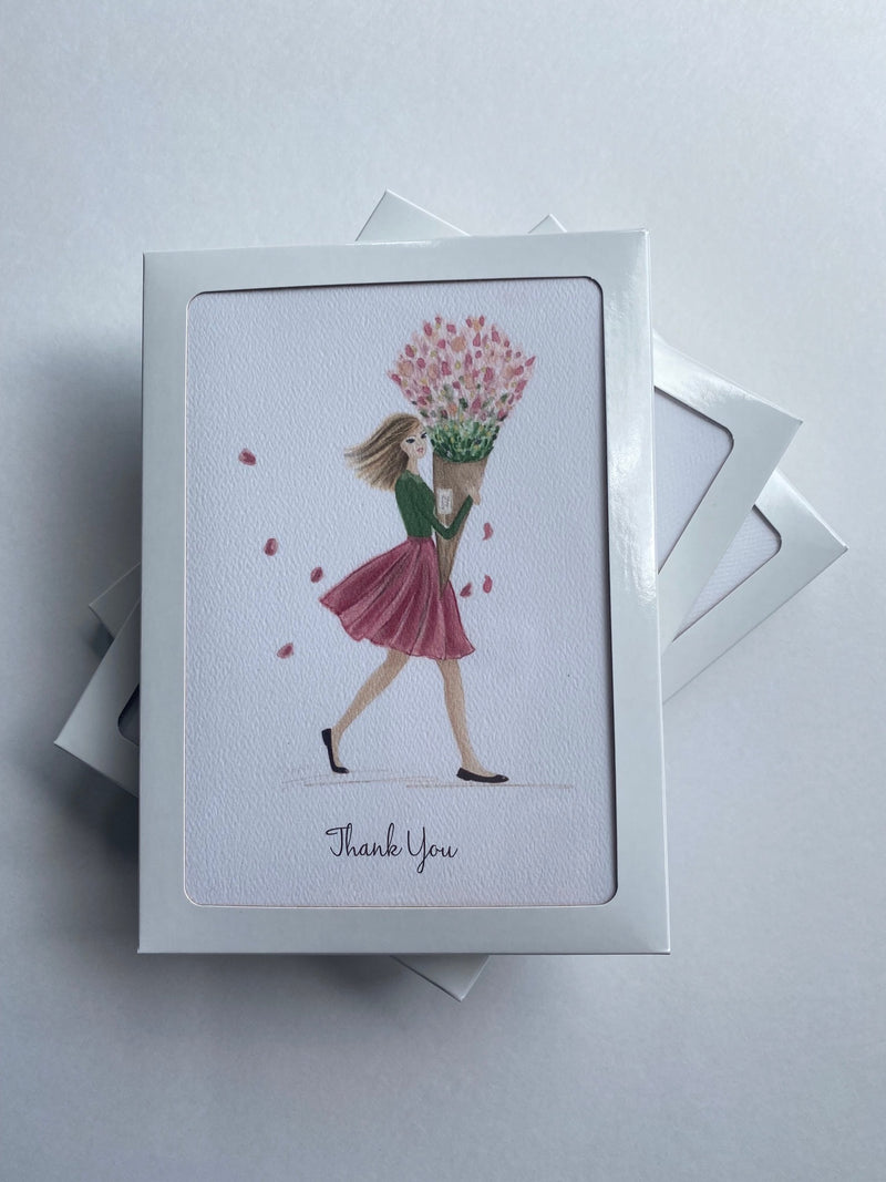 Boxed Thank You Cards - Pink Skirt Flowers
