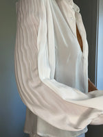 Ladies Pleated Sleeve Blouse | White