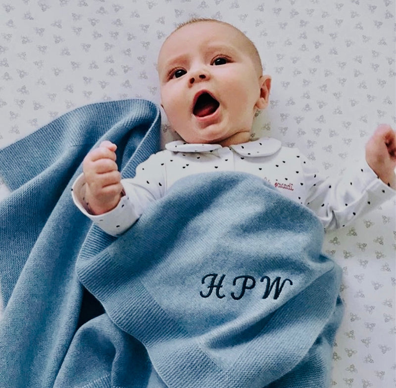 Cashmere Blend Baby Blanket | Denim Blue