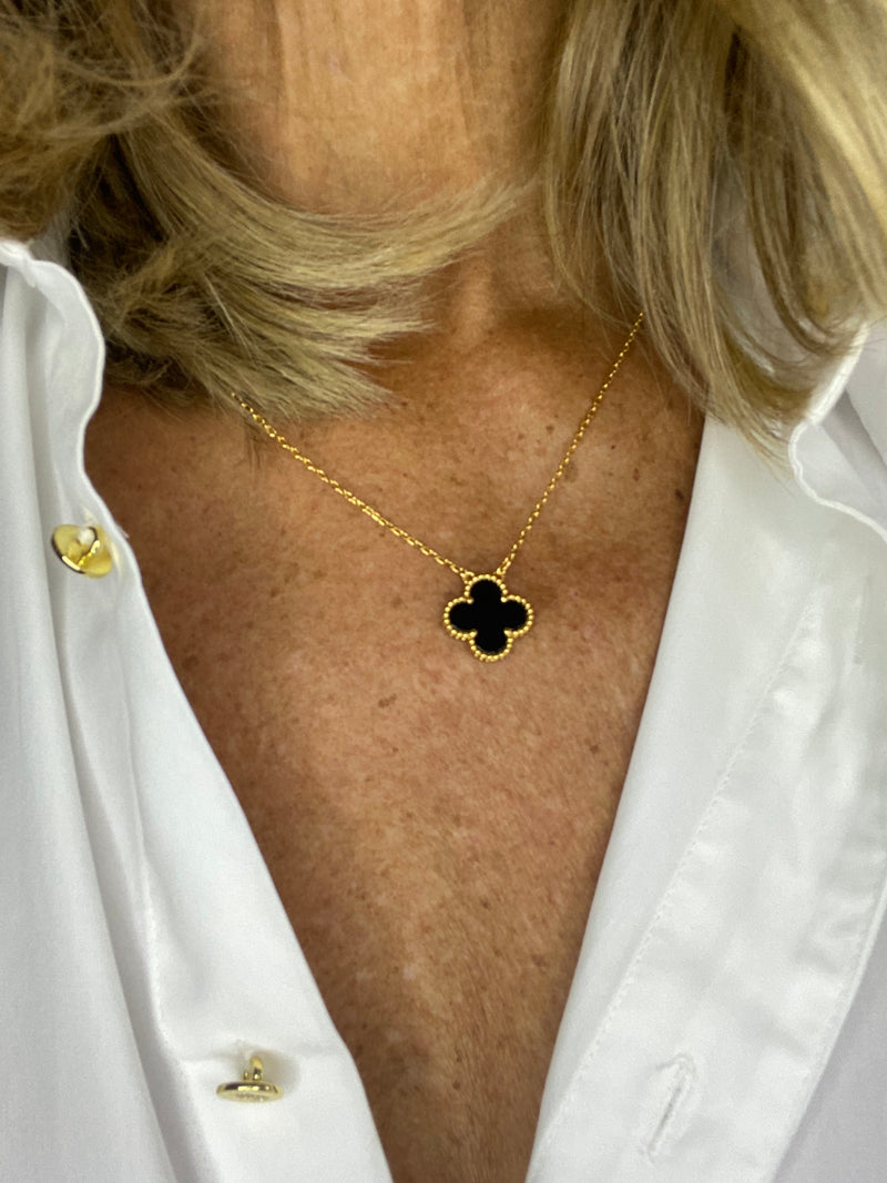 Clover Necklace | Yellow Gold & Black Onyx