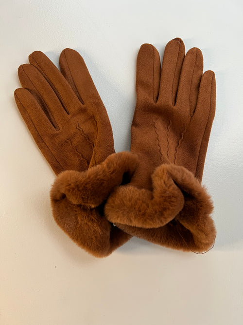 Ladies Gloves | Cognac Faux Fur