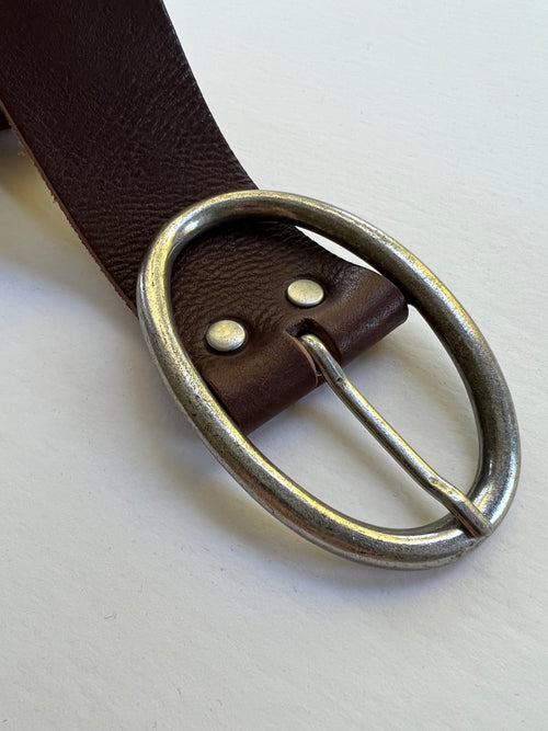 Ladies Brown Leather Belt | Oval Buckle
