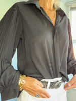 Ladies Pleated Sleeve Blouse | Black