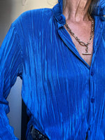 Ladies Italian Blouse | Ribbed Royal Blue