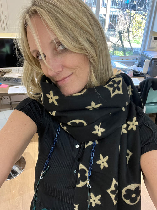 Louis Vuitton Black Silk Scarf