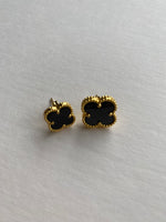 Clover Earrings | Black Onyx & Yellow Gold