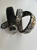 Hammered Stud Belt | Black Leather