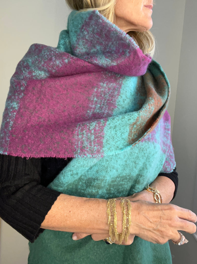 Scarf Turquoise, Purple and Green