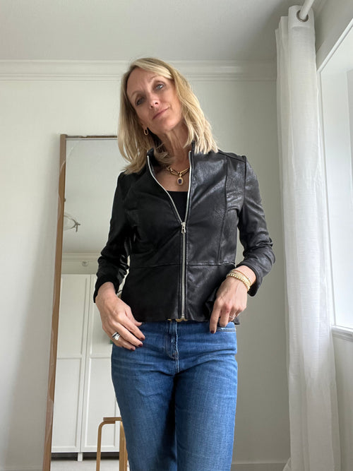 Ladies Faux Leather Zip Jacket