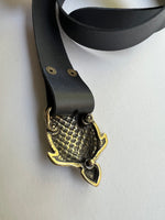Ladies Black Leather Belt | Turtle Buckle