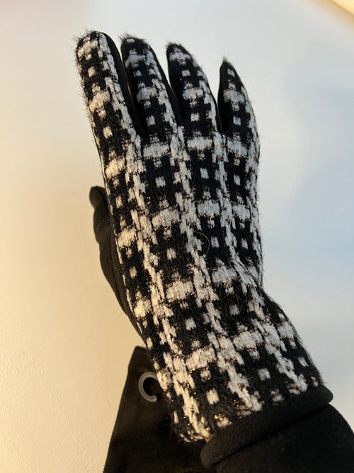 Ladies Gloves | Black Metallic Weave