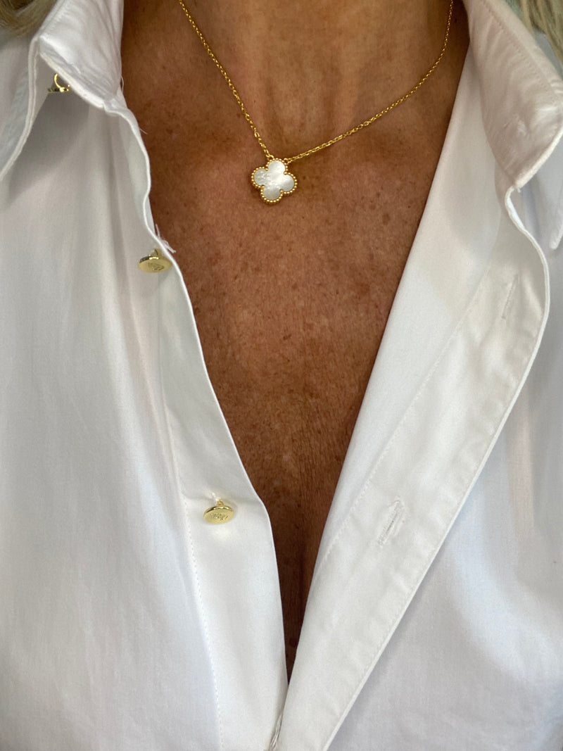 Clover Necklace | Yellow Gold & Mother of Pearl