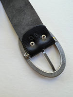 Ladies Black Leather Belt | Oval Buckle