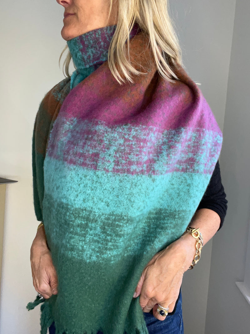 Scarf Turquoise, Purple and Green
