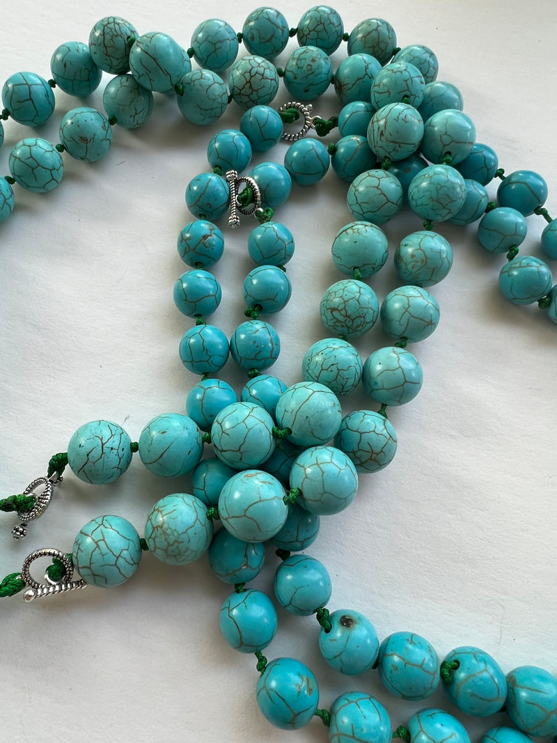 Beaded Necklace with Turquoise and Silver
