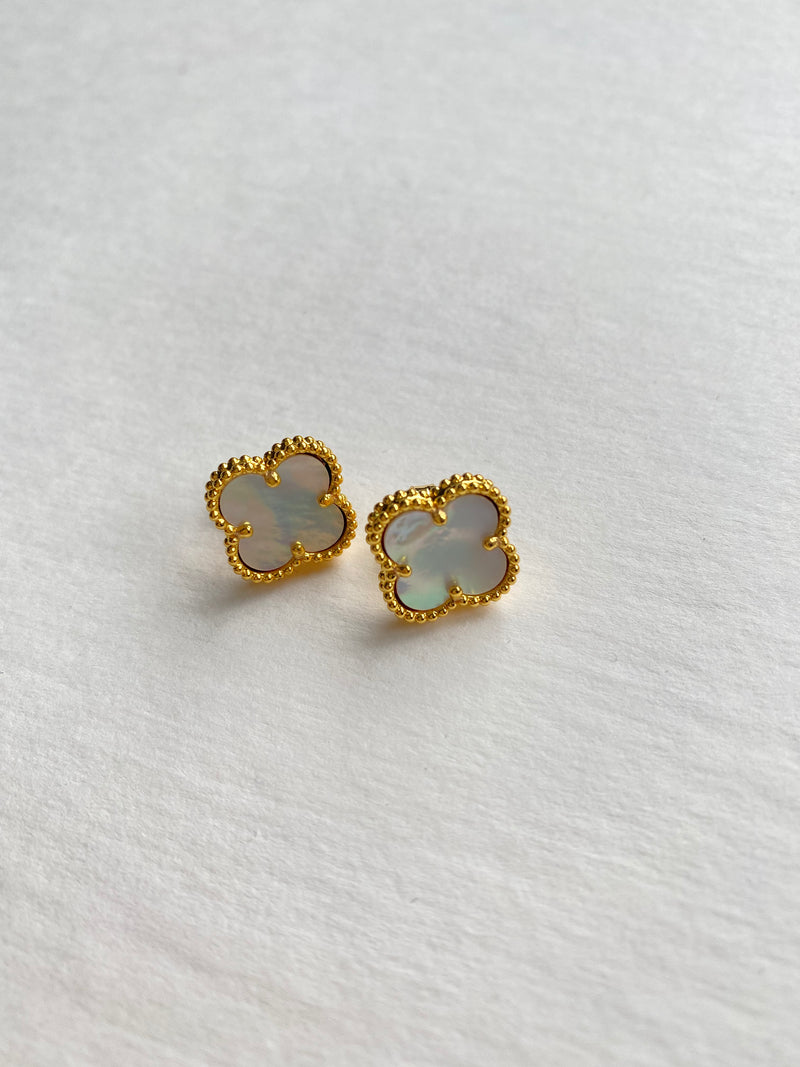 Clover Earrings | Mother of Pearl + Gold