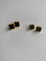 Clover Earrings | Black Onyx & Yellow Gold