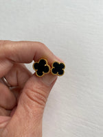 Clover Earrings | Black Onyx & Yellow Gold