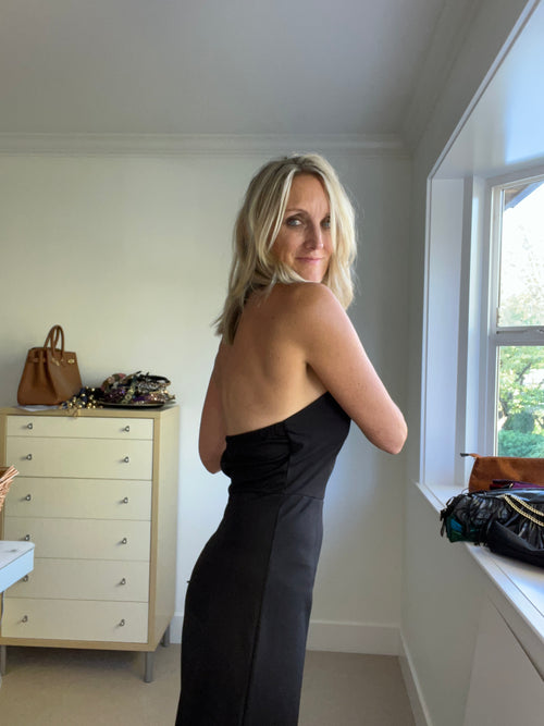 Black Swarovski Jumpsuit
