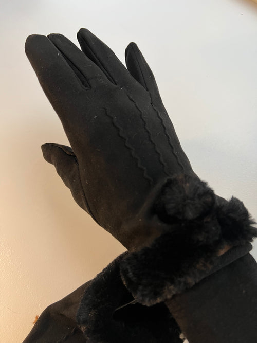 Ladies Gloves | Black Faux Fur