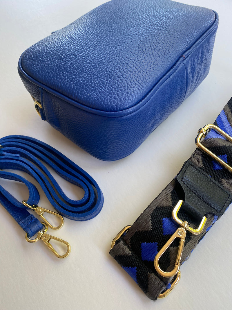 Royal Blue Leather Crossbody Handbag