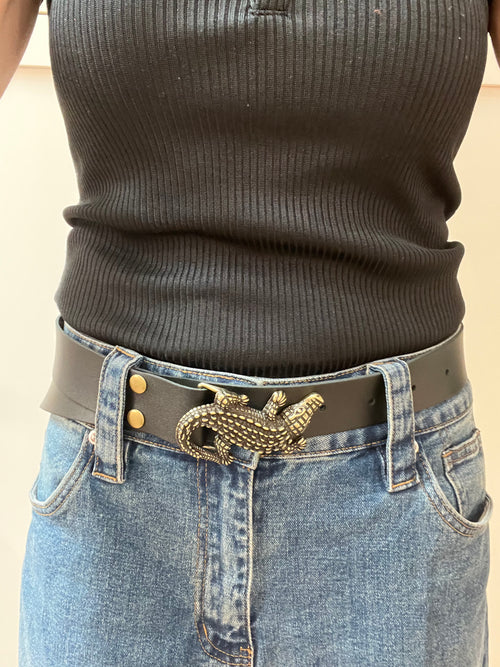 Ladies Leather Belt | Alligator Buckle