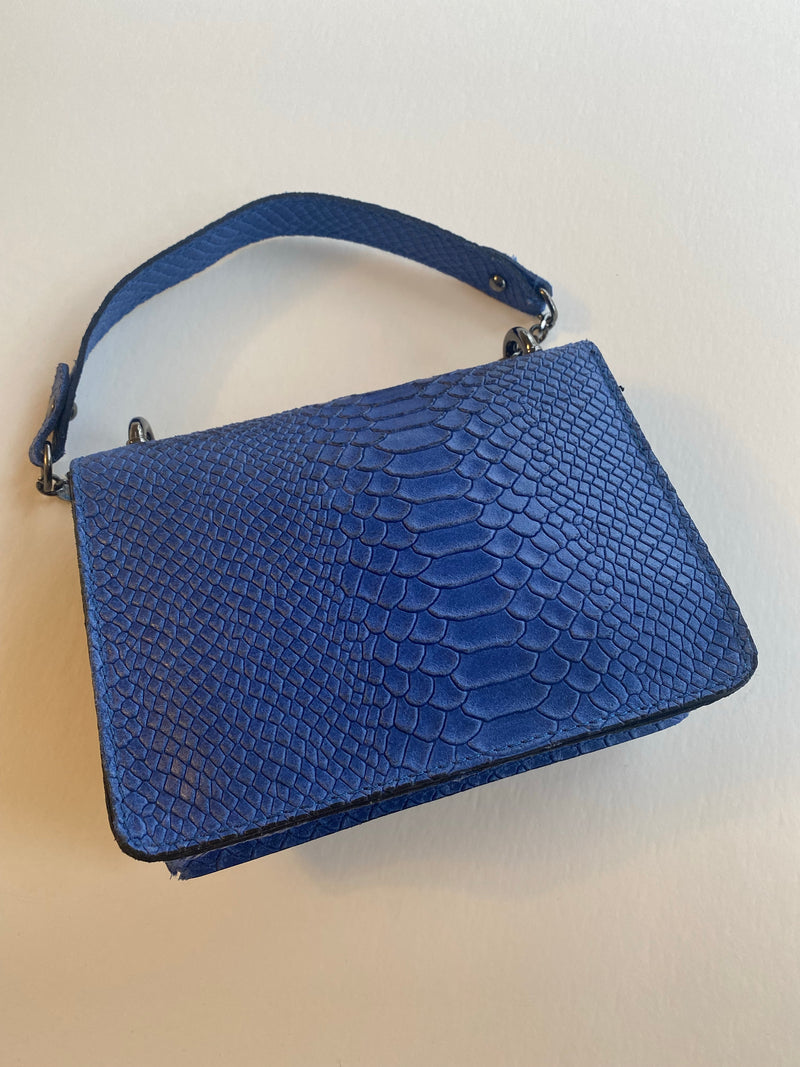 Blue Croc Embossed Leather Handbags