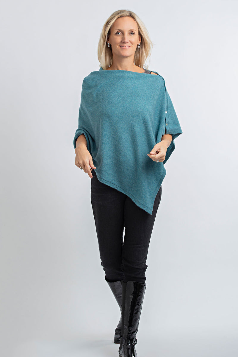 Cashmere Poncho Turquoise Blue | Mineral